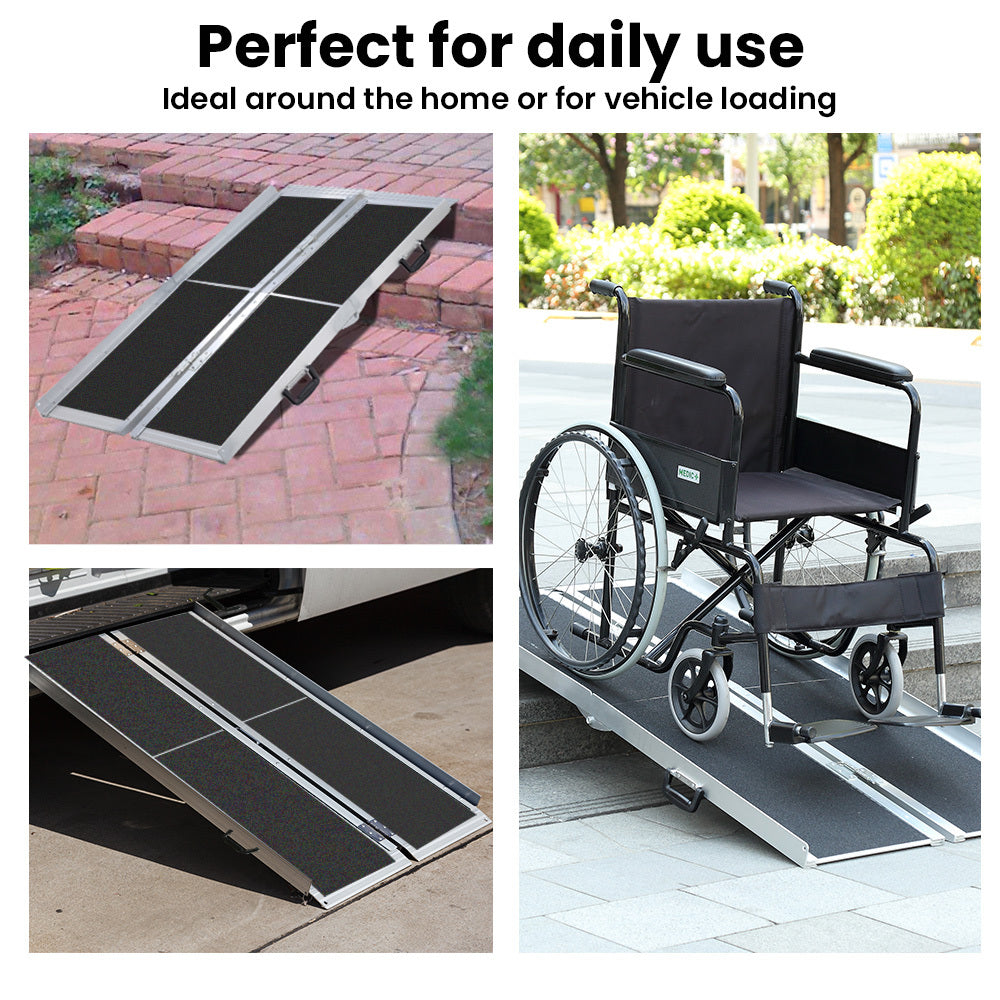182cm EQUIPMED Portable Folding Aluminum Access Ultra Grip Ramp