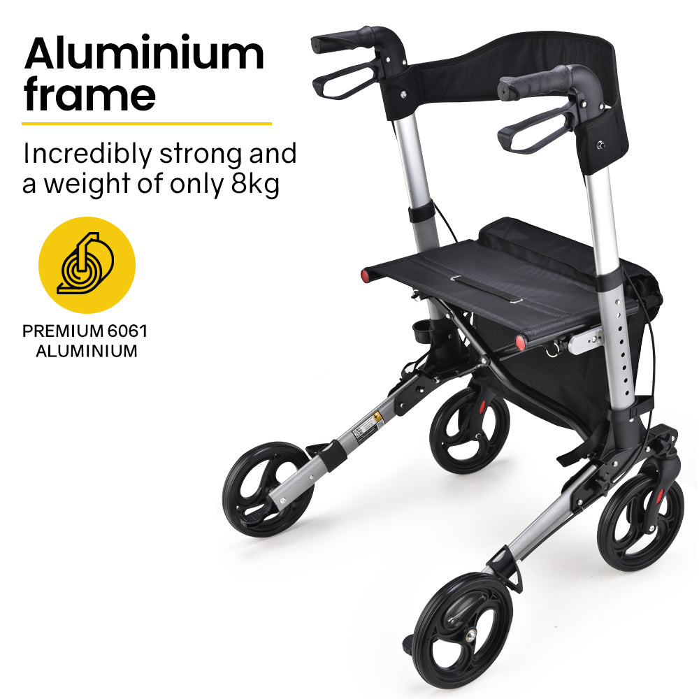 EQUIPMED Foldable Aluminum Walking Frame Rollator