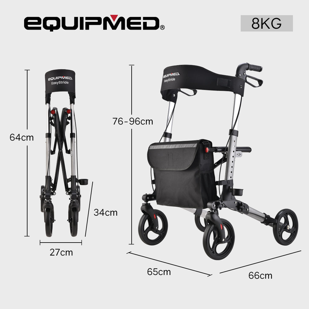 EQUIPMED Foldable Aluminum Walking Frame Rollator