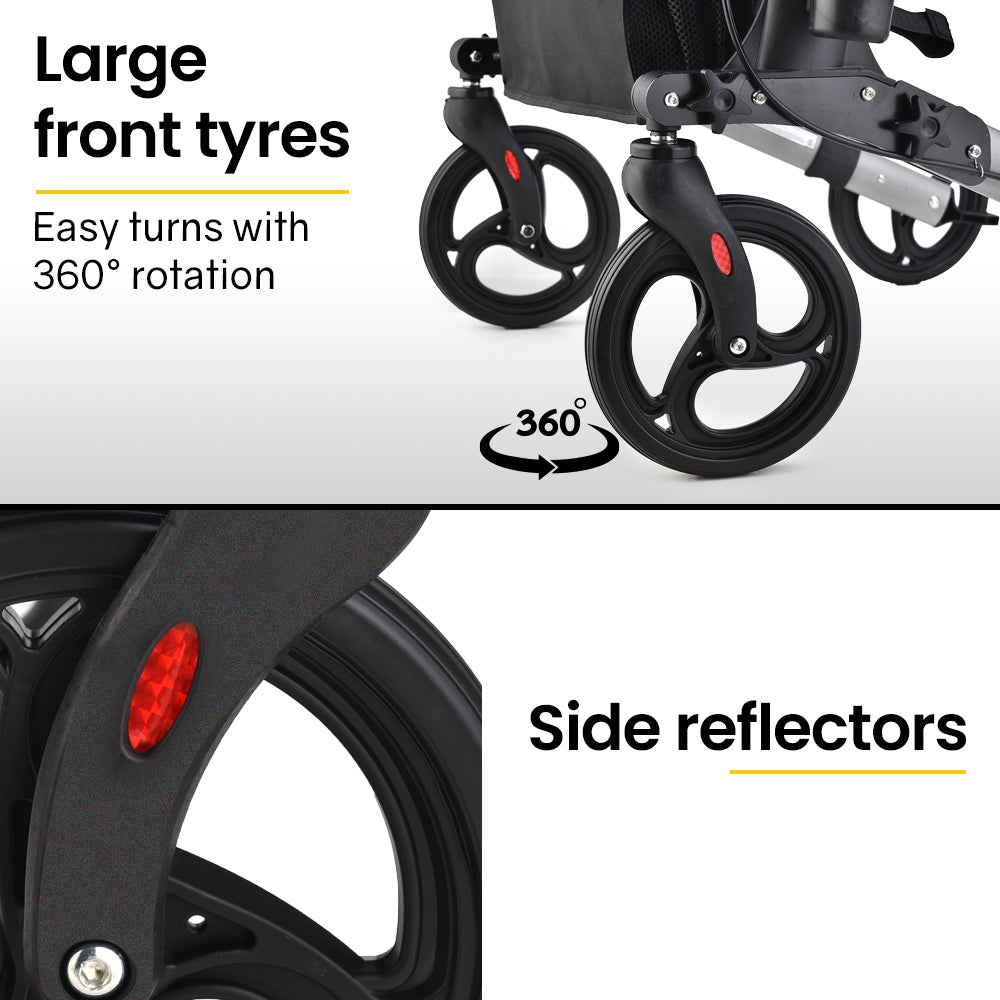 EQUIPMED Foldable Aluminum Walking Frame Rollator