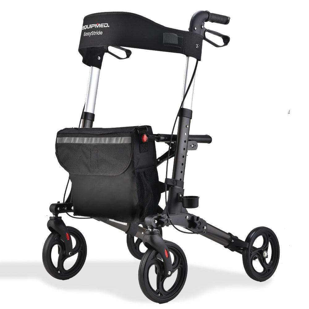EQUIPMED Ultra-Light Rollator Walker with Seat, Bag & Brakes