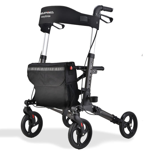 EQUIPMED Ultra-Light Rollator Walker with Seat, Bag & Brakes