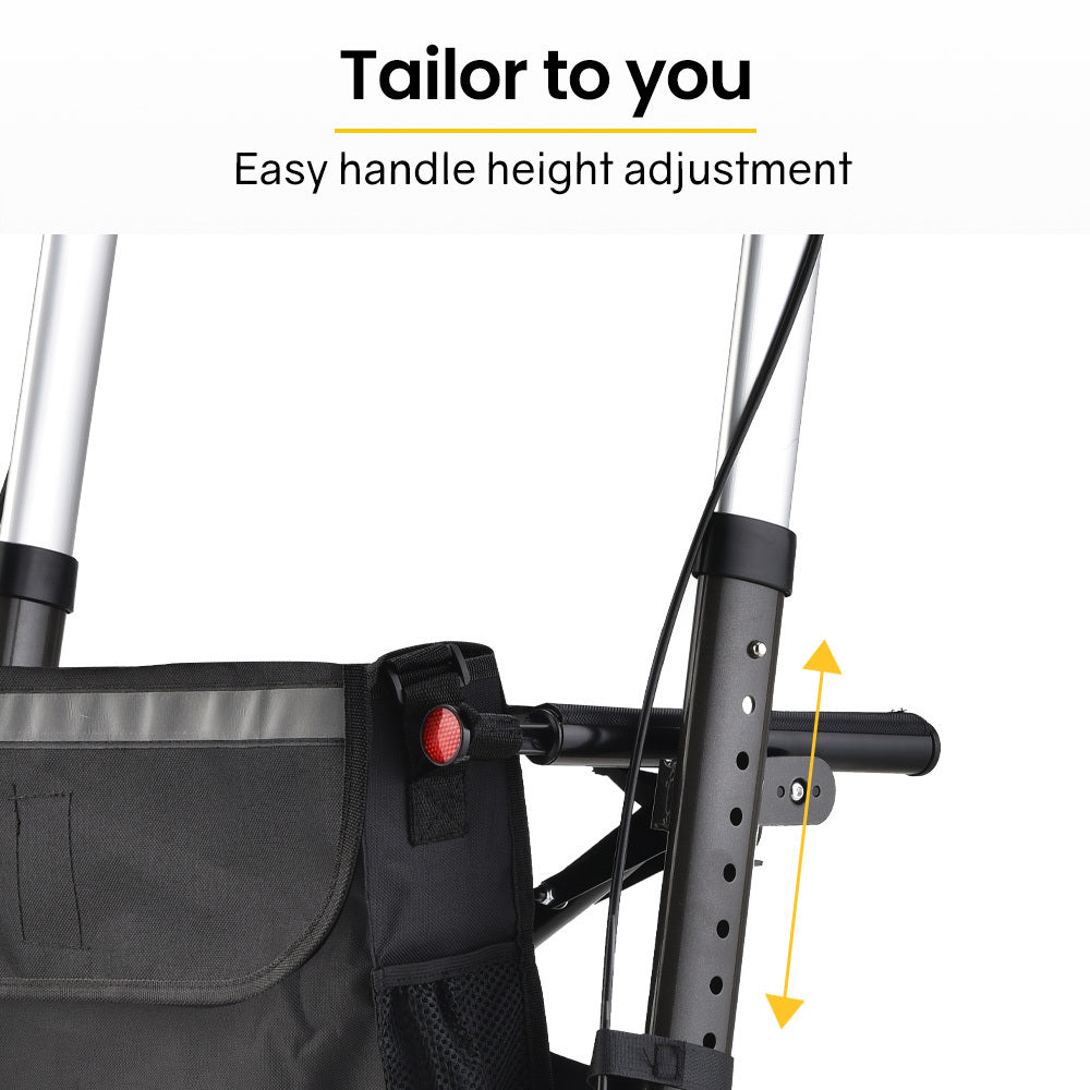 EQUIPMED Ultra-Light Rollator Walker with Seat, Bag & Brakes