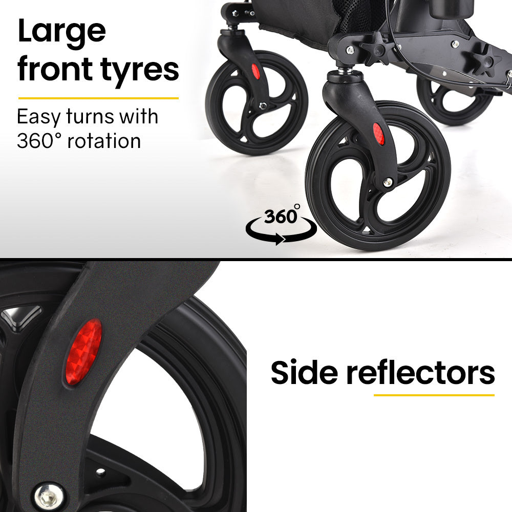 EQUIPMED Ultra-Light Rollator Walker with Seat, Bag & Brakes