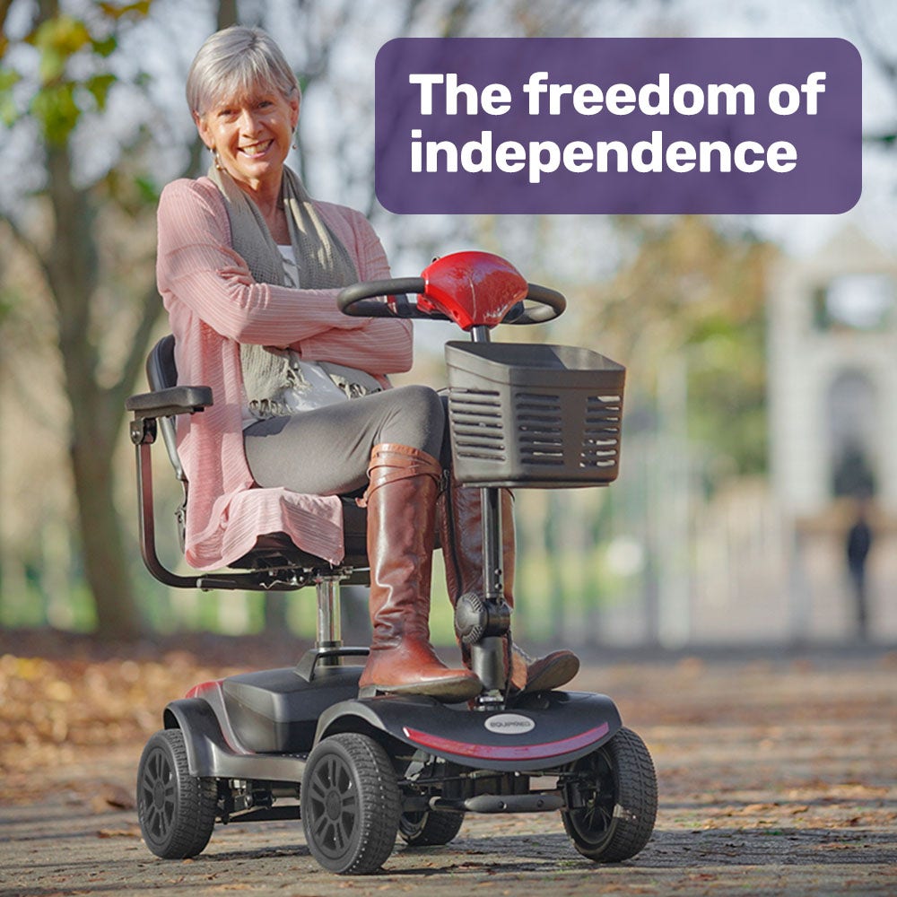 EQUIPMED SmartRider Electric Mobility Scooter - Black & Red