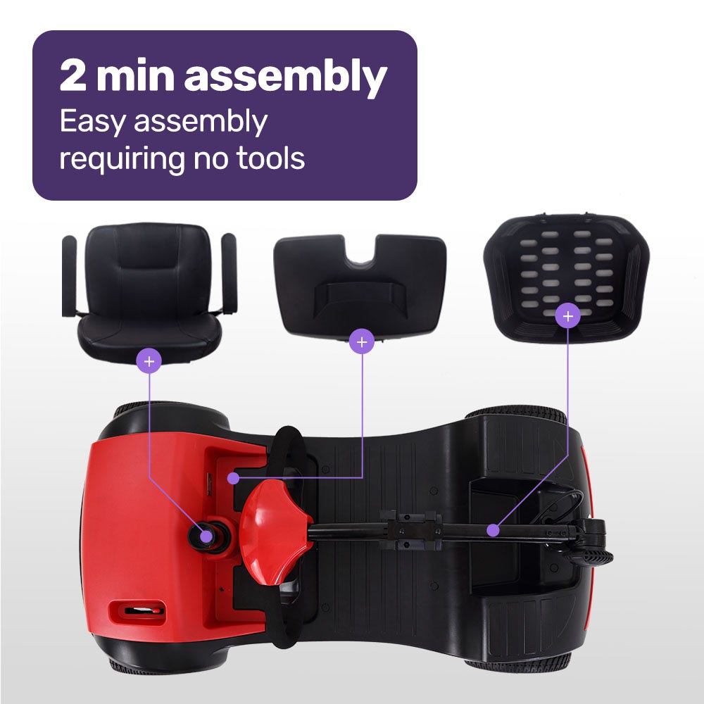 EQUIPMED SmartRider Electric Mobility Scooter - Black & Red