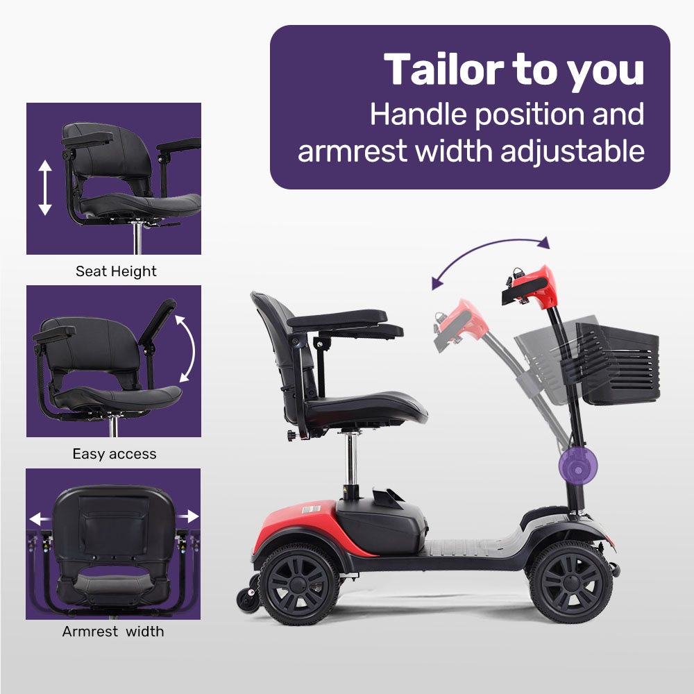 EQUIPMED SmartRider Electric Mobility Scooter - Black & Red