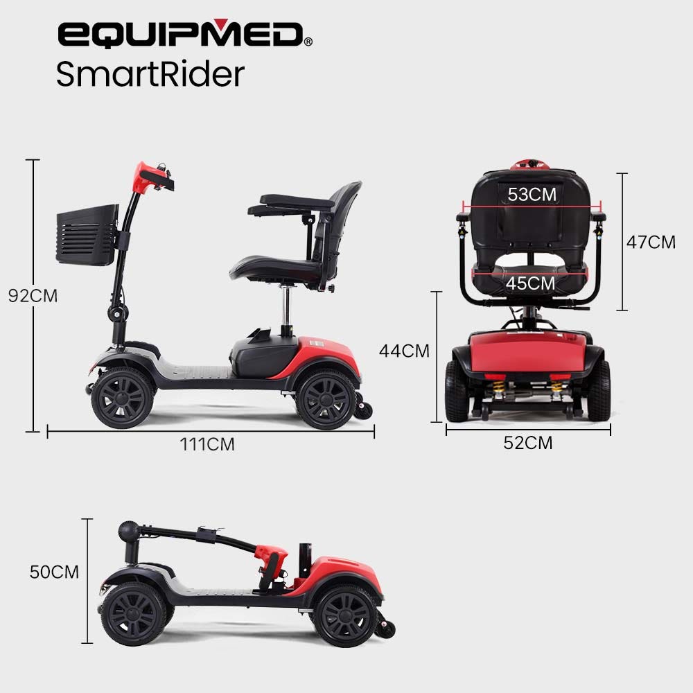 EQUIPMED SmartRider Electric Mobility Scooter - Black & Red