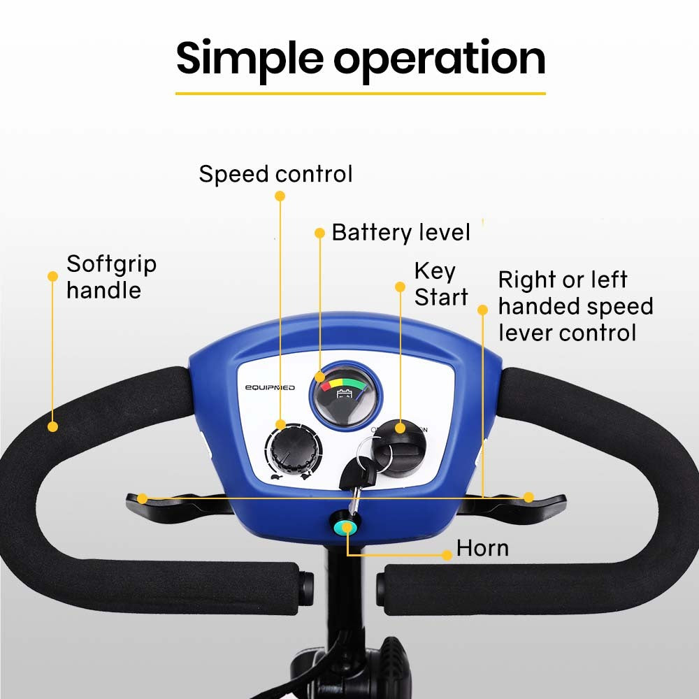 EQUIPMED SmartRider Electric Mobility Scooter - Black & Blue