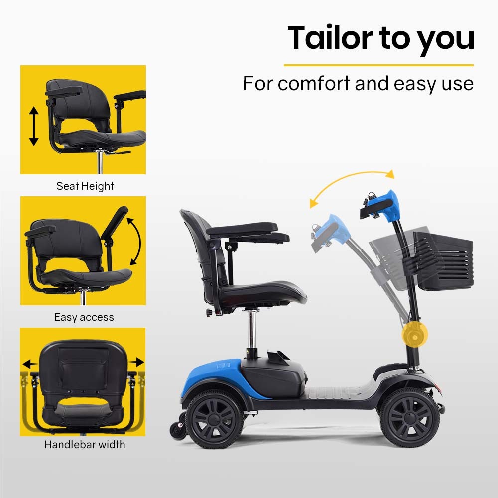 EQUIPMED SmartRider Electric Mobility Scooter - Black & Blue