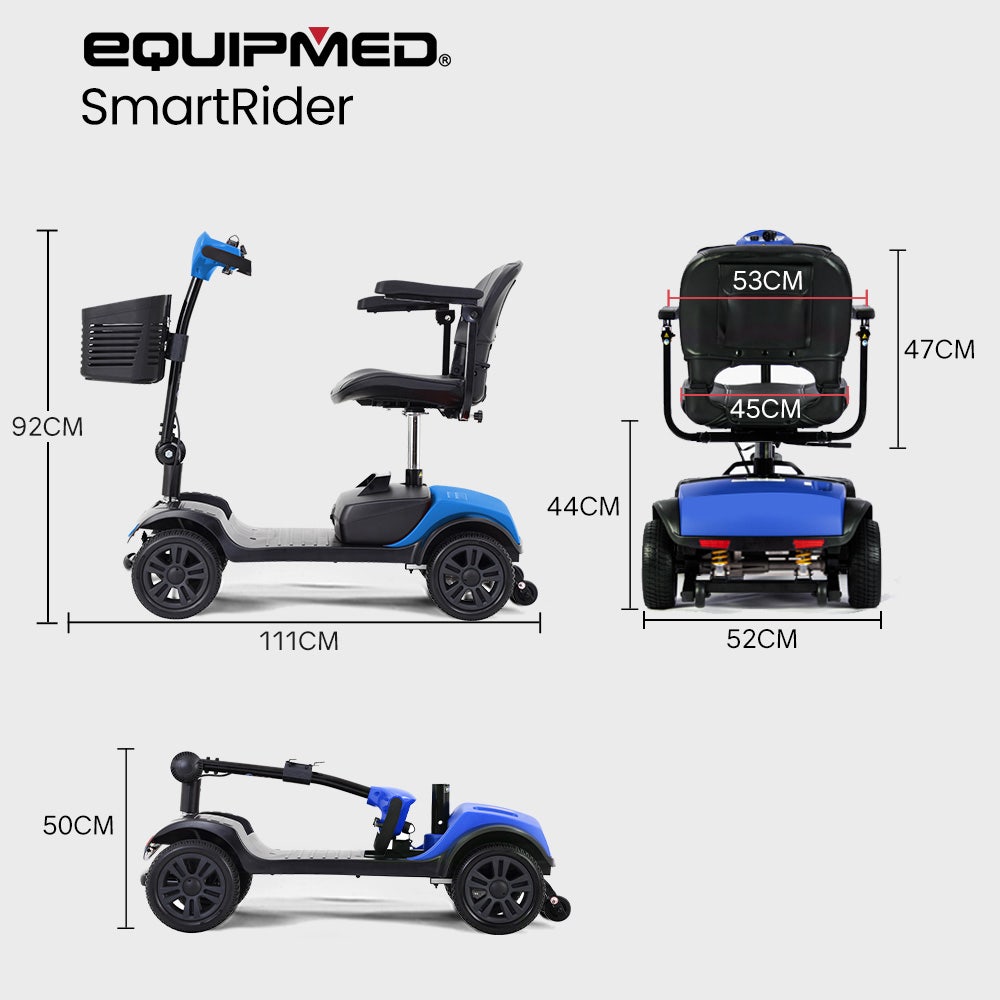 EQUIPMED SmartRider Electric Mobility Scooter - Black & Blue