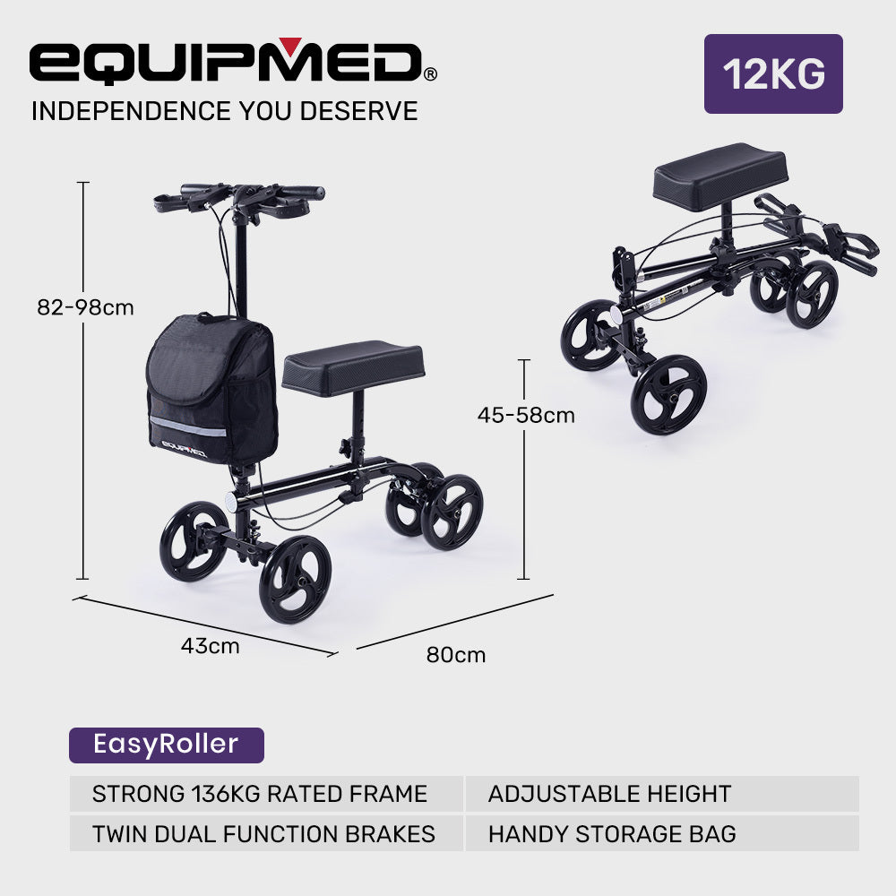 EQUIPMED Knee Scooter Walker for Effortless Mobility and Recovery - Black