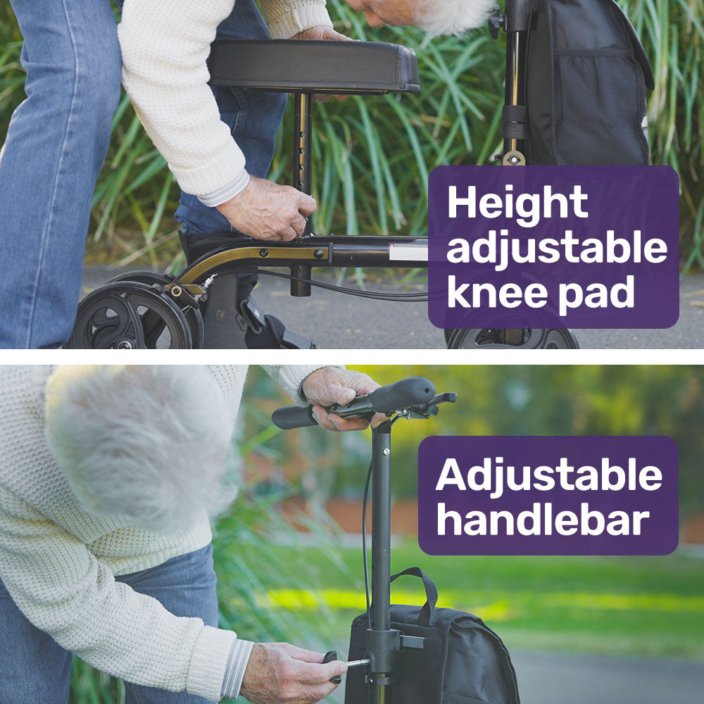 EQUIPMED Knee Scooter Walker for Effortless Mobility and Recovery - Black