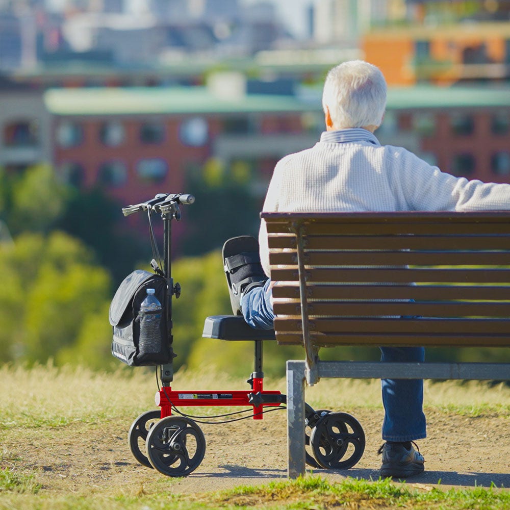 EQUIPMED Knee Scooter Walker for Effortless Mobility and Recovery - Red