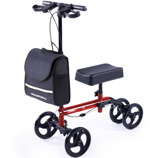 EQUIPMED Knee Scooter Walker for Effortless Mobility and Recovery - Red