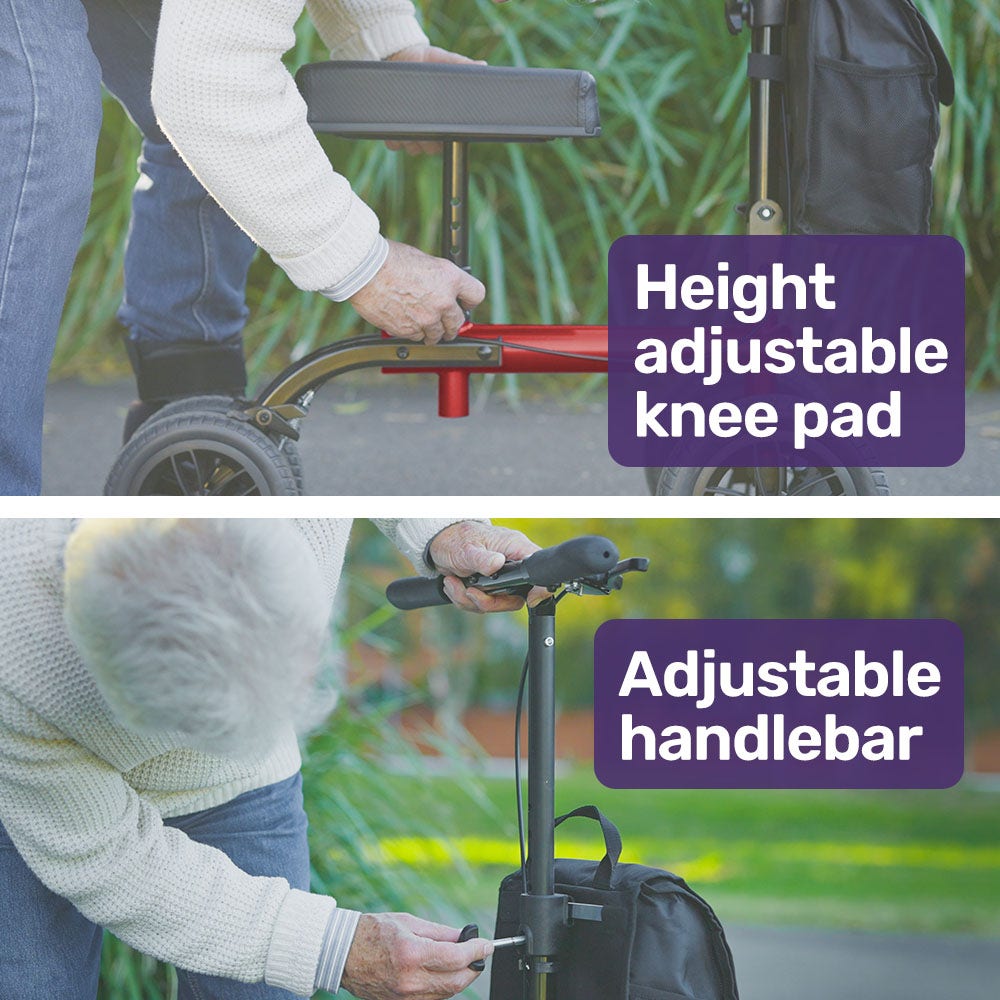 EQUIPMED Knee Scooter Walker for Effortless Mobility and Recovery - Red