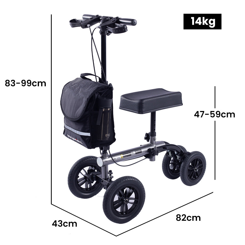 EQUIPMED Easy-Roller Knee Scooter Walker - Titanium