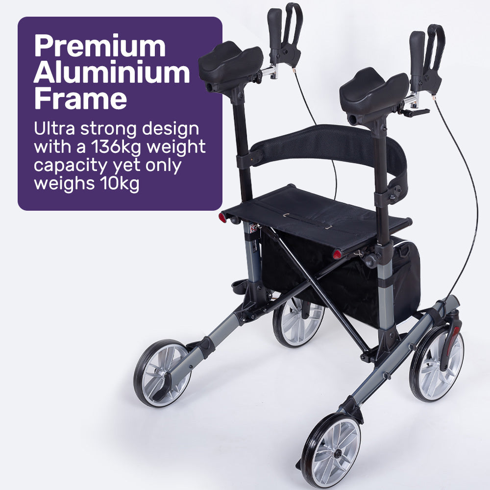 EQUIPMED ErgoStride Upright Rollator for Stability and Comfort