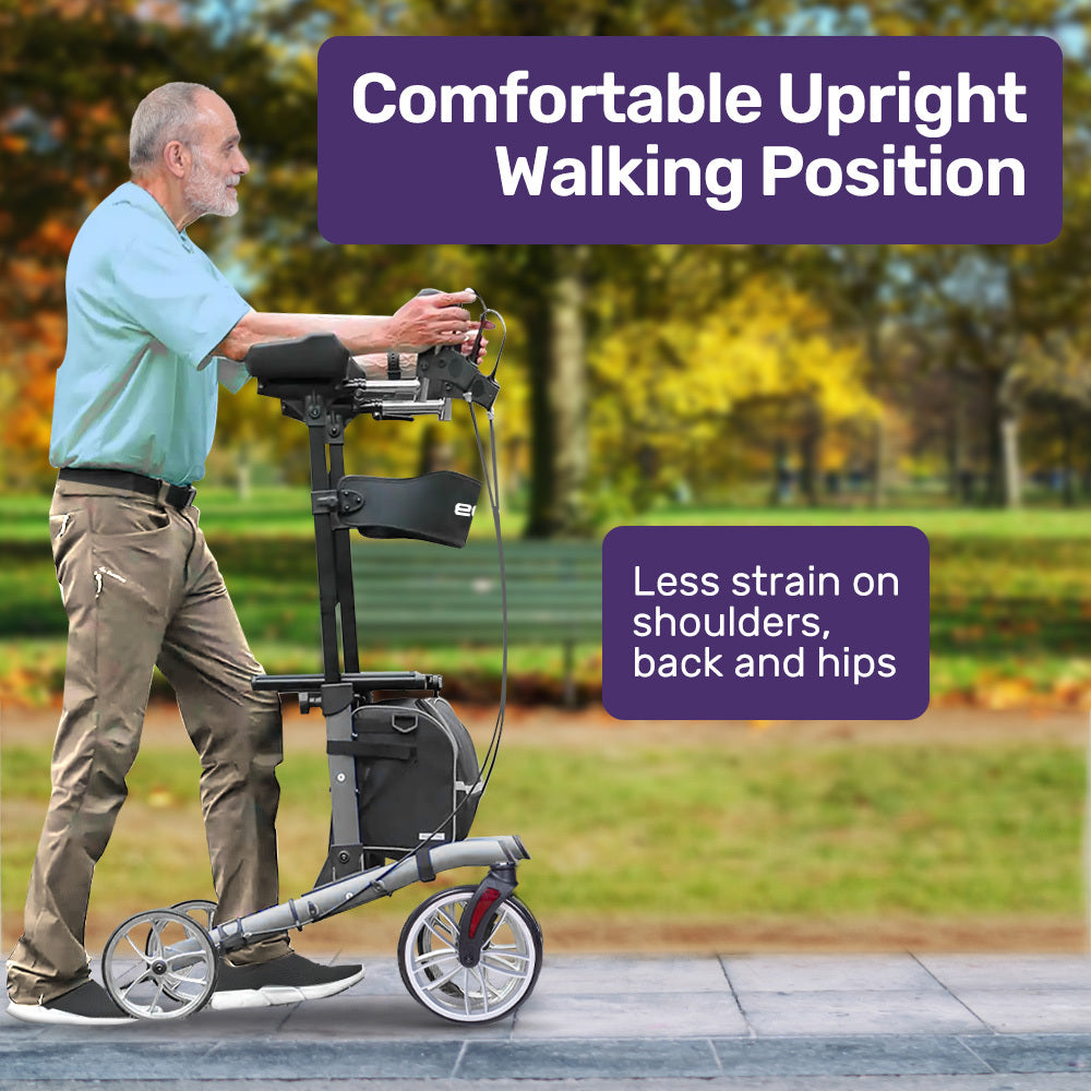 EQUIPMED ErgoStride Upright Rollator for Stability and Comfort