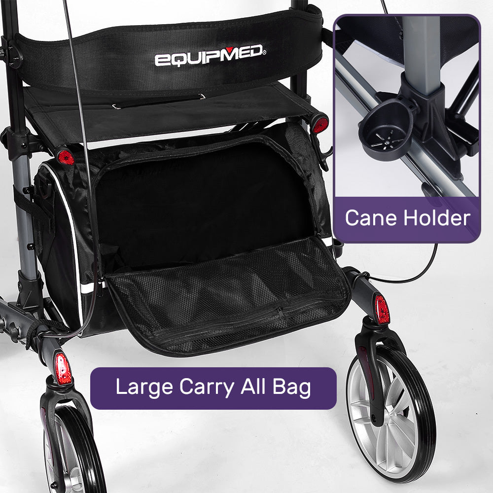 EQUIPMED ErgoStride Upright Rollator for Stability and Comfort