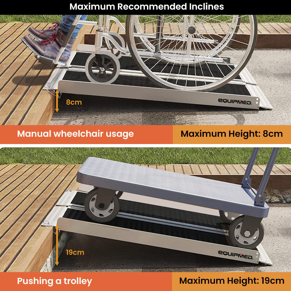 91cm EQUIPMED Portable Folding Aluminum Access Ultra Grip Ramp
