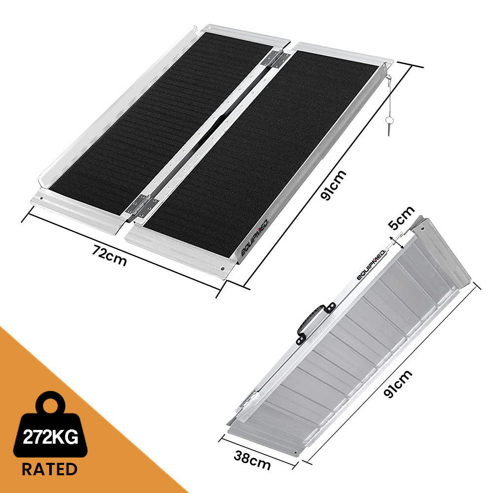 91cm EQUIPMED Portable Folding Aluminum Access Ultra Grip Ramp