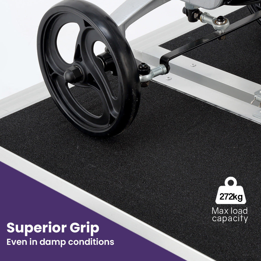 123cm EQUIPMED Portable Folding Aluminum Access Ultra Grip Ramp