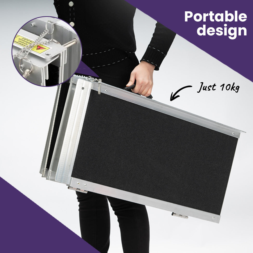 123cm EQUIPMED Portable Folding Aluminum Access Ultra Grip Ramp