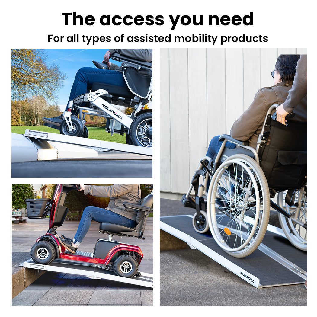 123cm EQUIPMED Portable Folding Aluminum Access Ultra Grip Ramp
