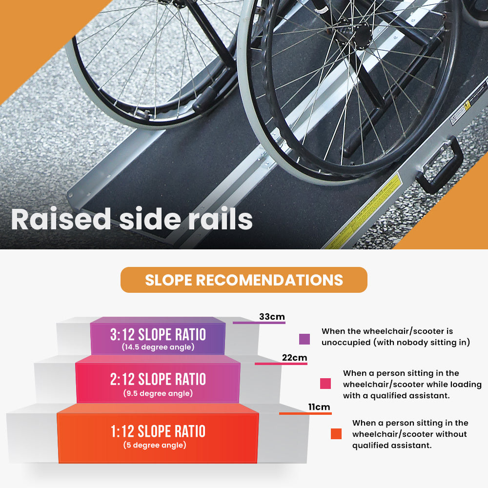 182cm EQUIPMED Portable Folding Aluminum Access Ultra Grip Ramp