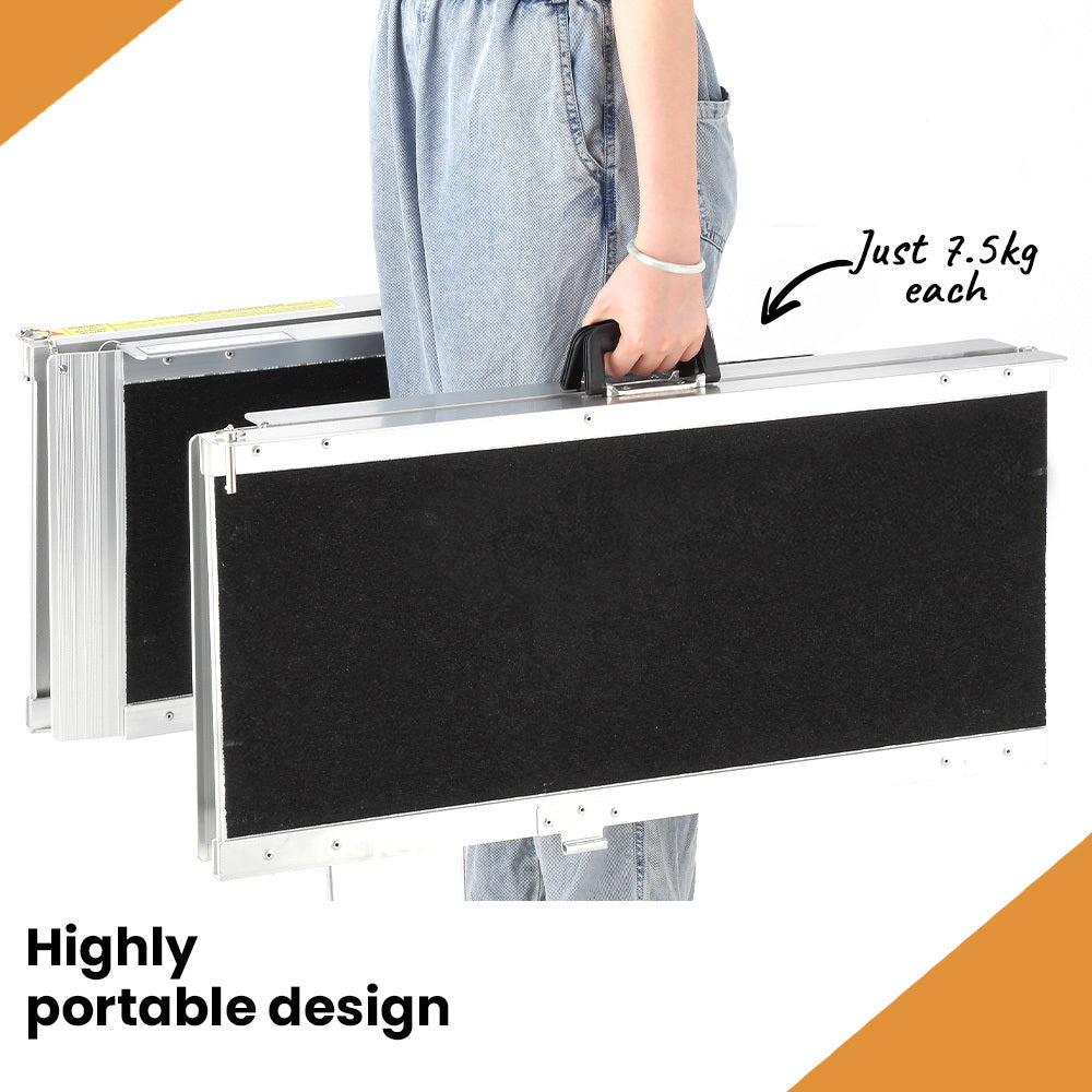 182cm EQUIPMED Portable Folding Aluminum Access Ultra Grip Ramp