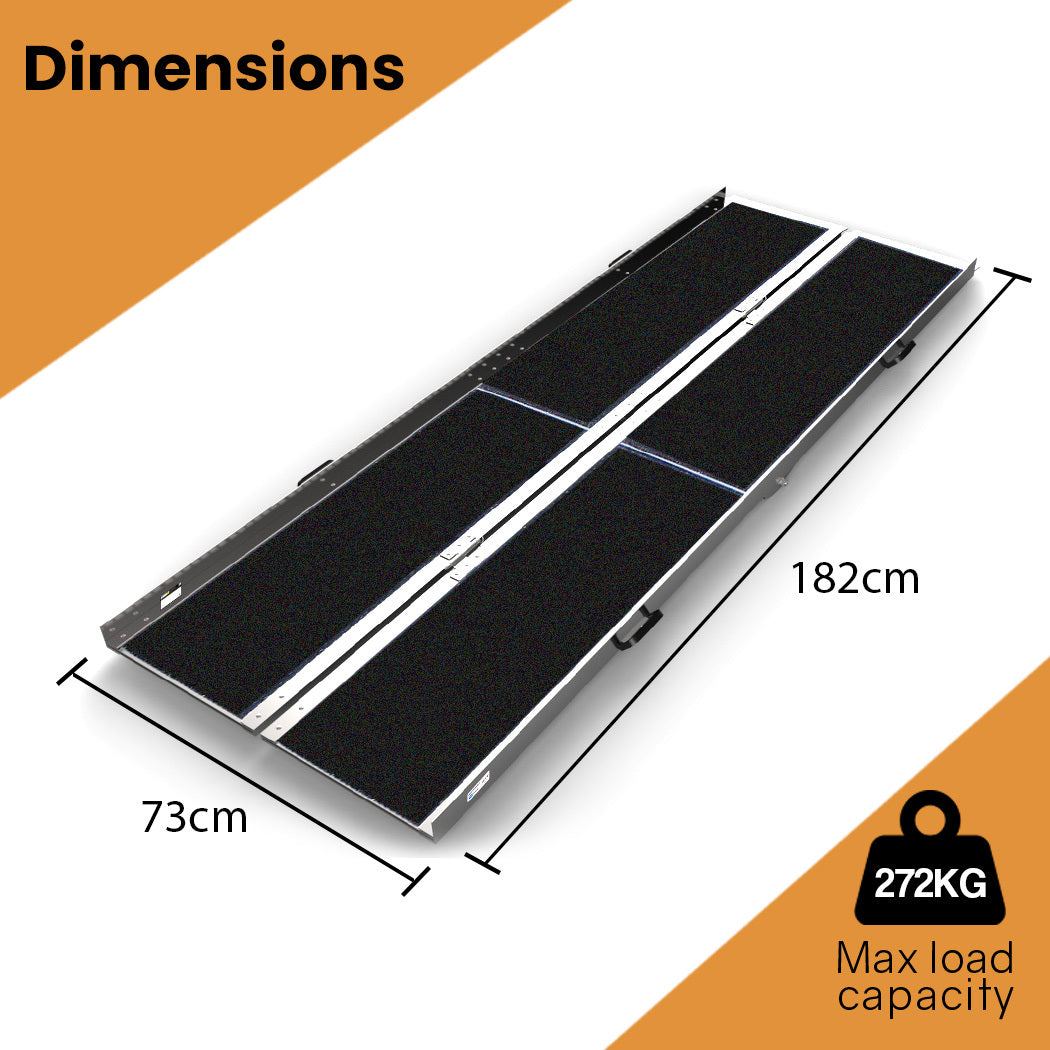 182cm EQUIPMED Portable Folding Aluminum Access Ultra Grip Ramp