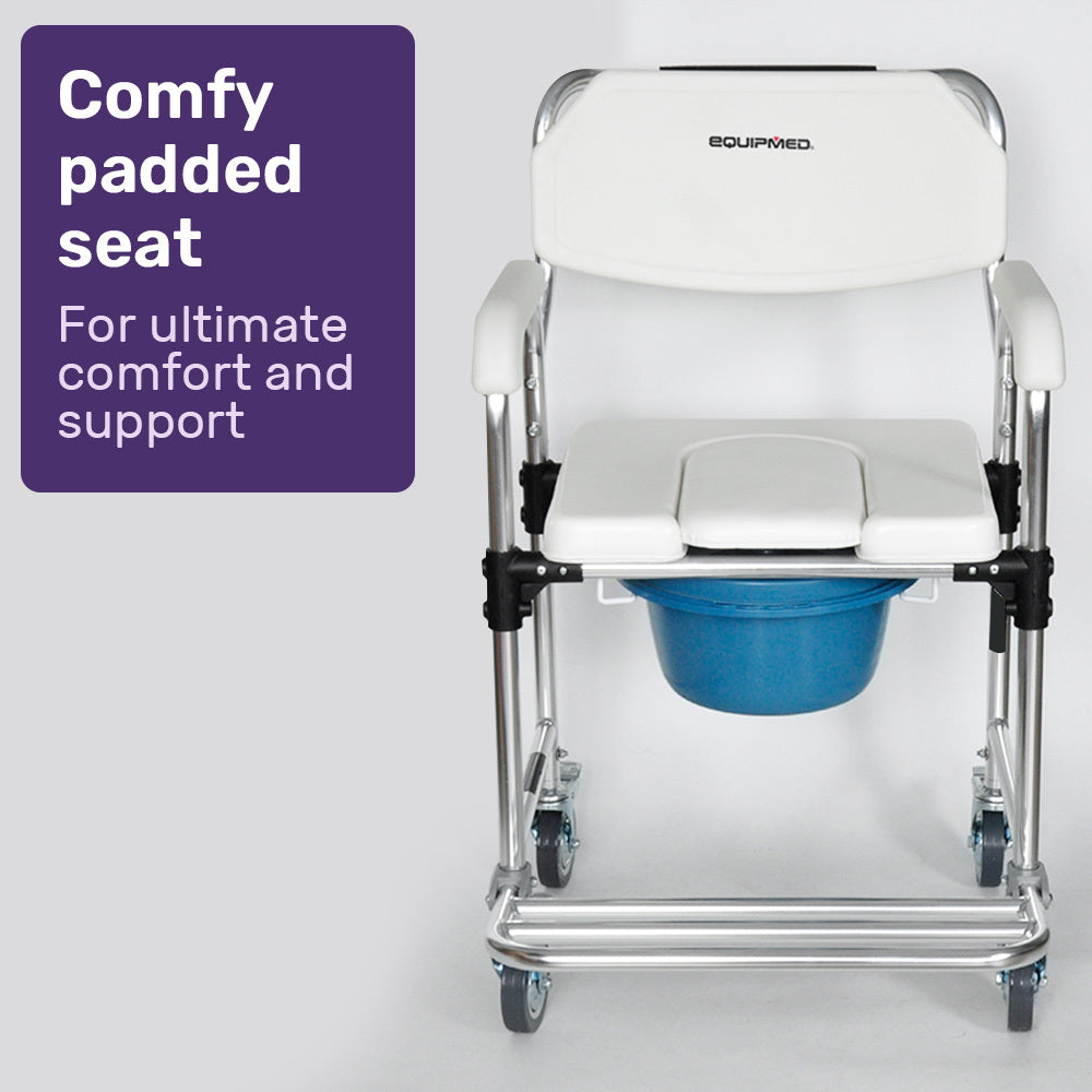 EQUIPMED Rolling Commode & Shower Chair