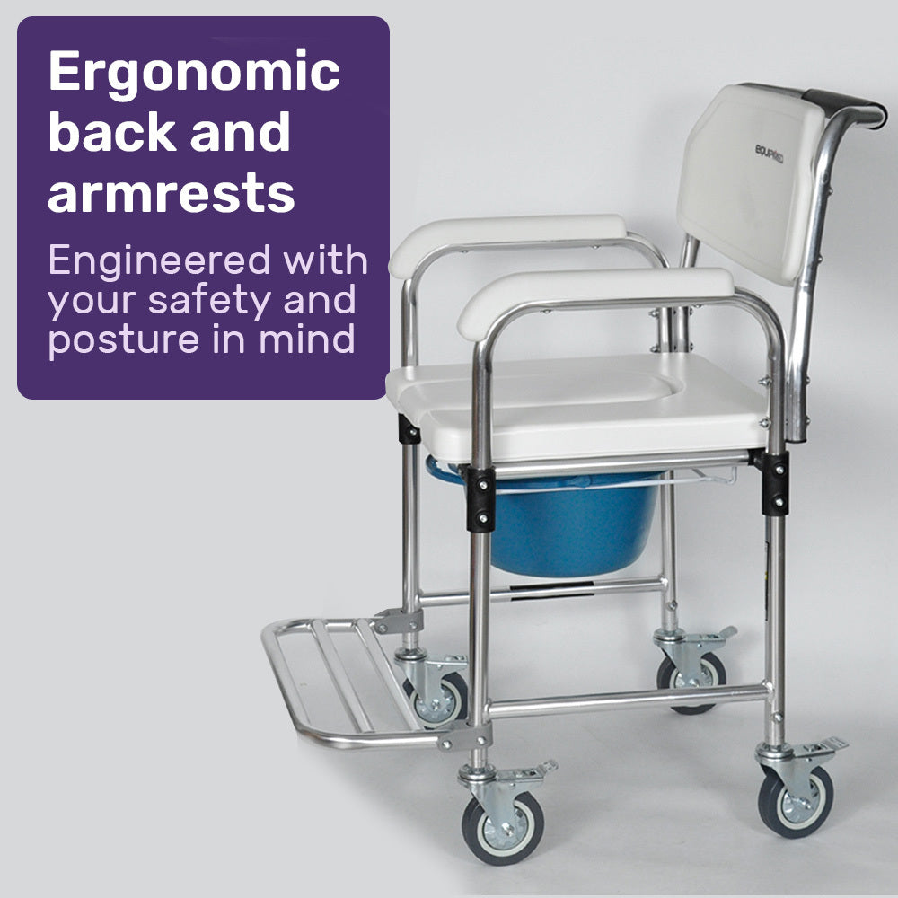 EQUIPMED Rolling Commode & Shower Chair