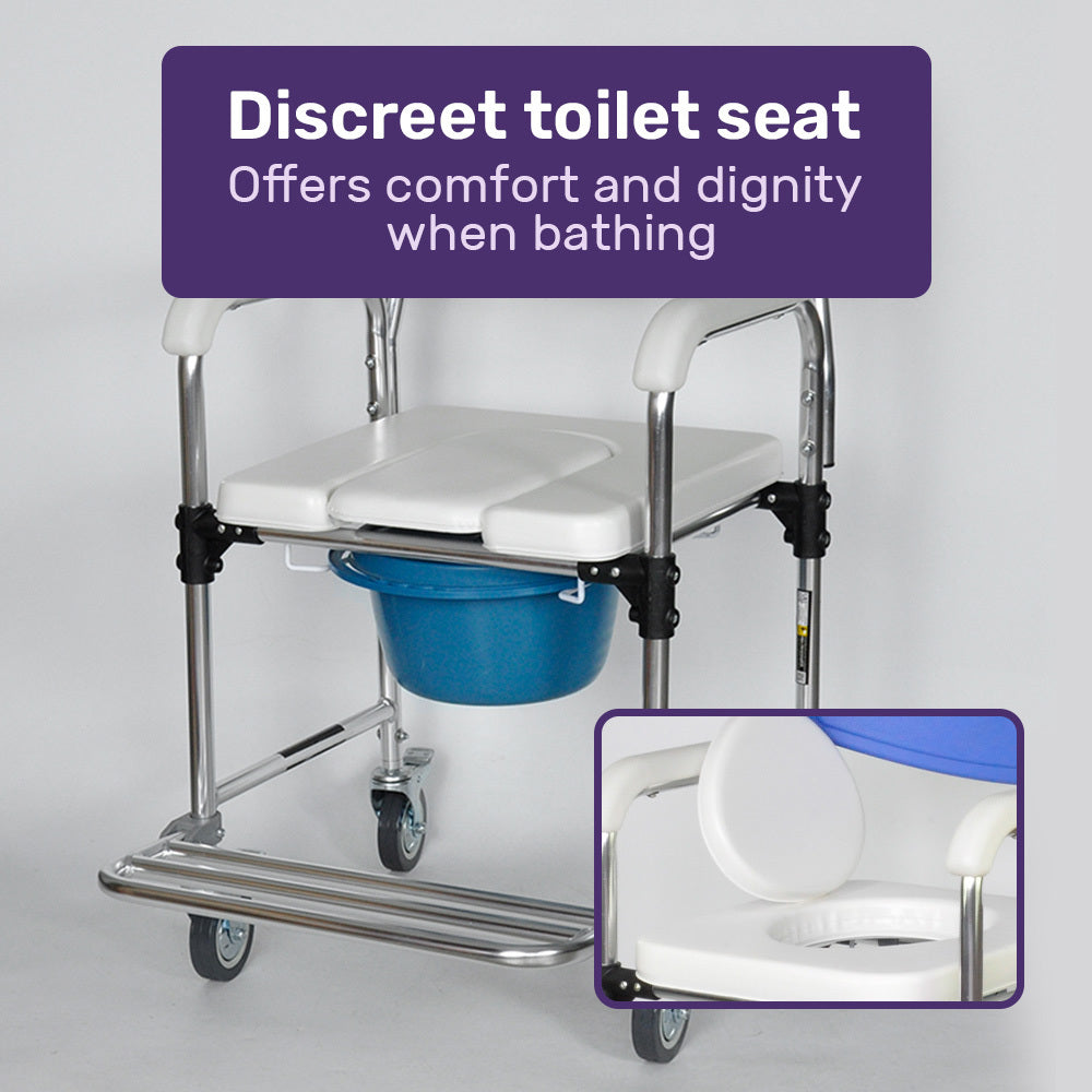 EQUIPMED Rolling Commode & Shower Chair