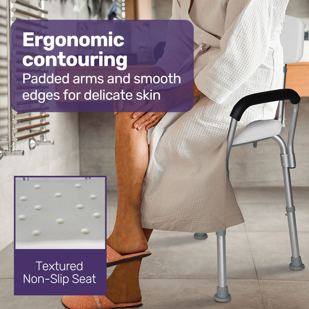 EQUIPMED Adjustable Shower Chair with Arms for Safety and Confidence