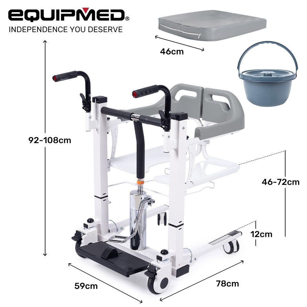 EQUIPMED Hydraulic Patient Transfer Lift Chair