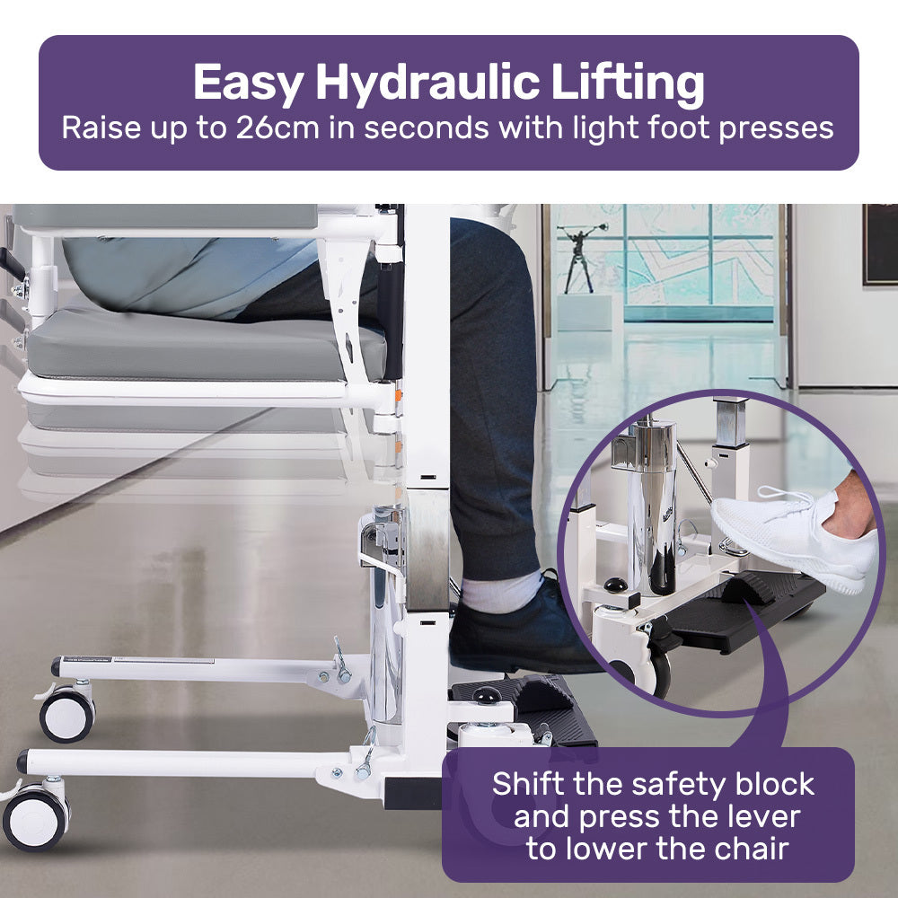 EQUIPMED Hydraulic Patient Transfer Lift Chair
