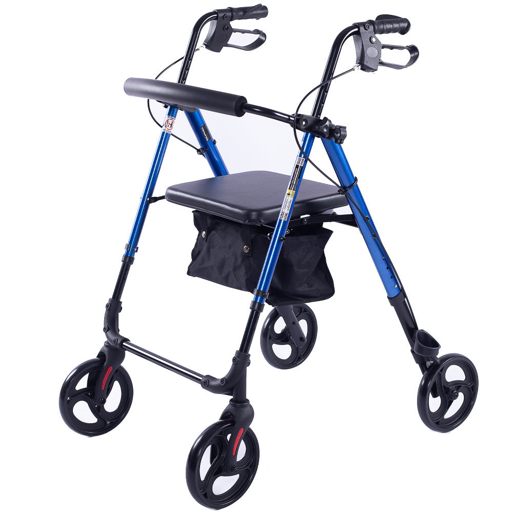 EQUIPMED Lightweight 4-Wheel Rollator Walker for Stability and Independent Living - Blue