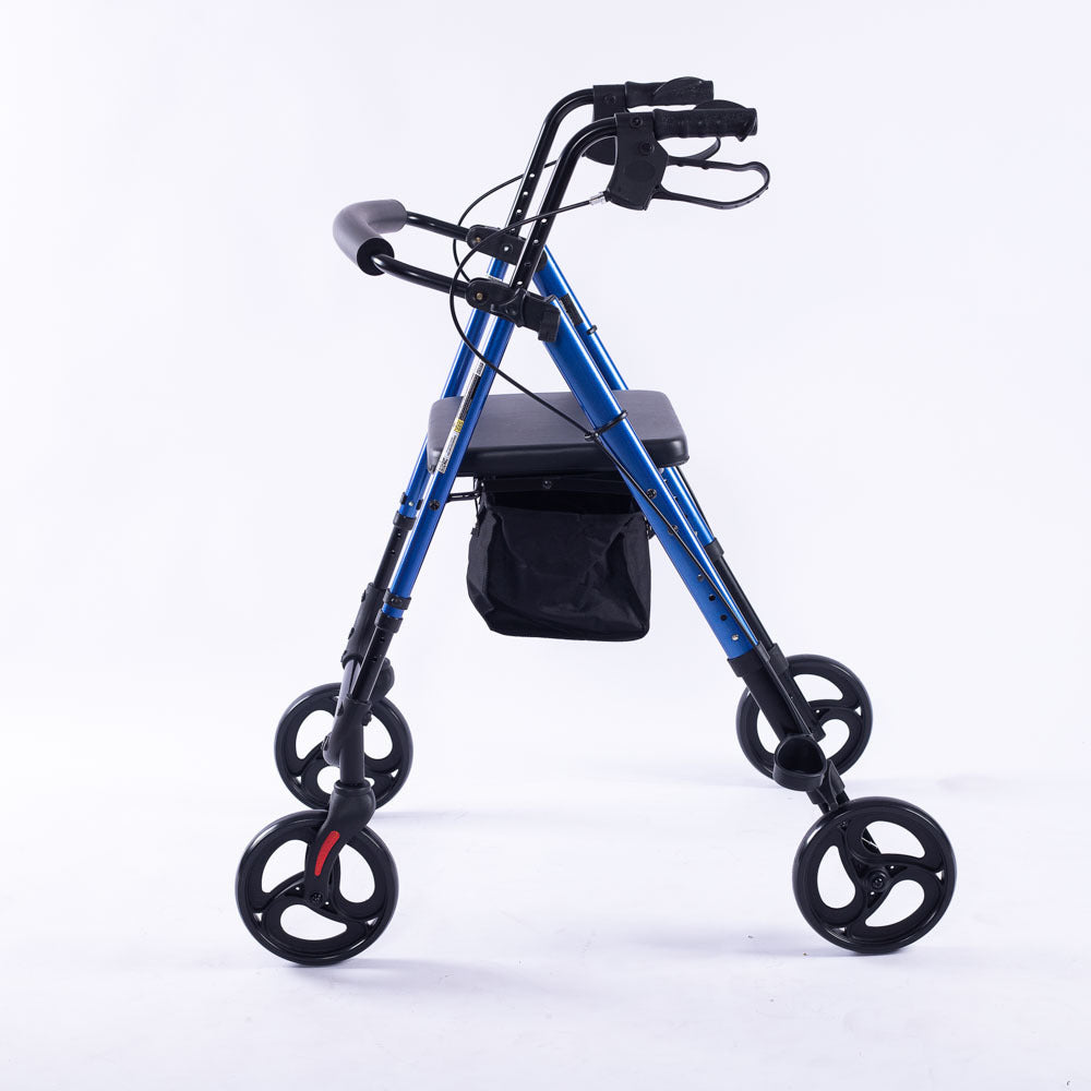EQUIPMED Lightweight 4-Wheel Rollator Walker for Stability and Independent Living - Blue
