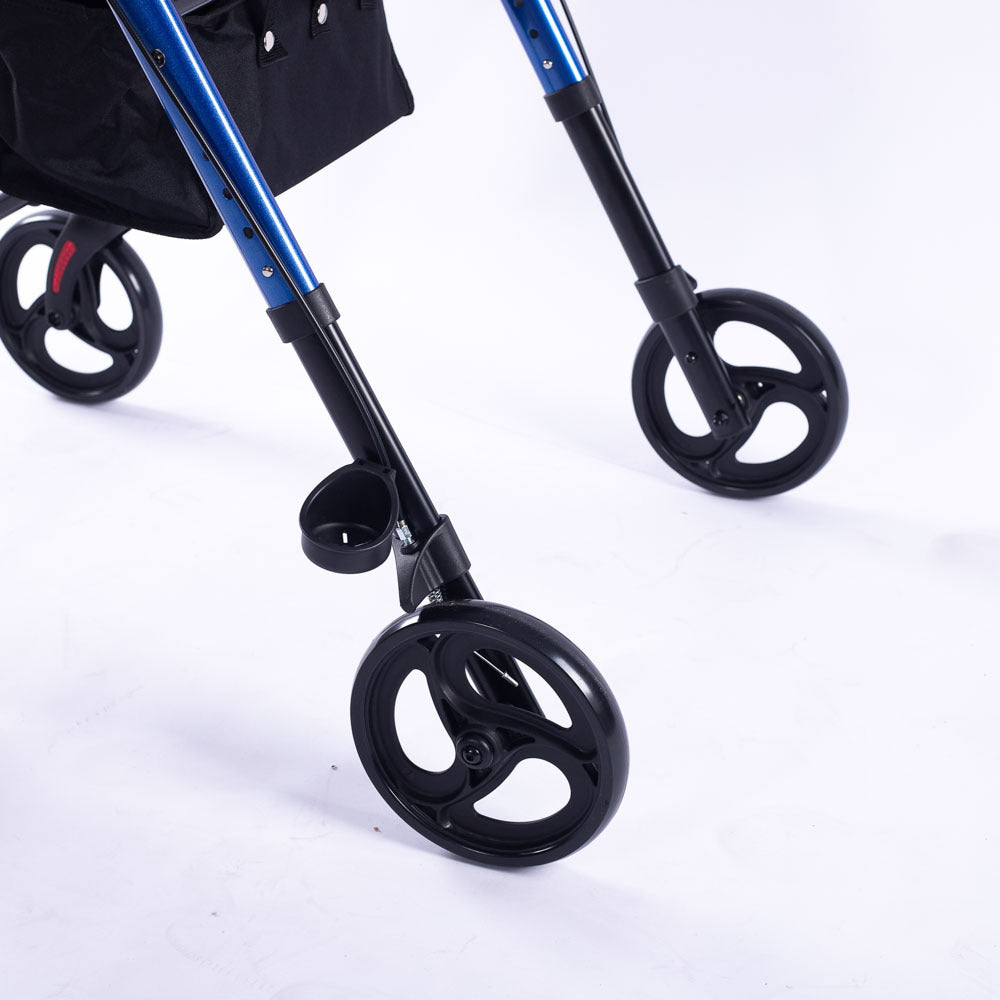 EQUIPMED Lightweight 4-Wheel Rollator Walker for Stability and Independent Living - Blue