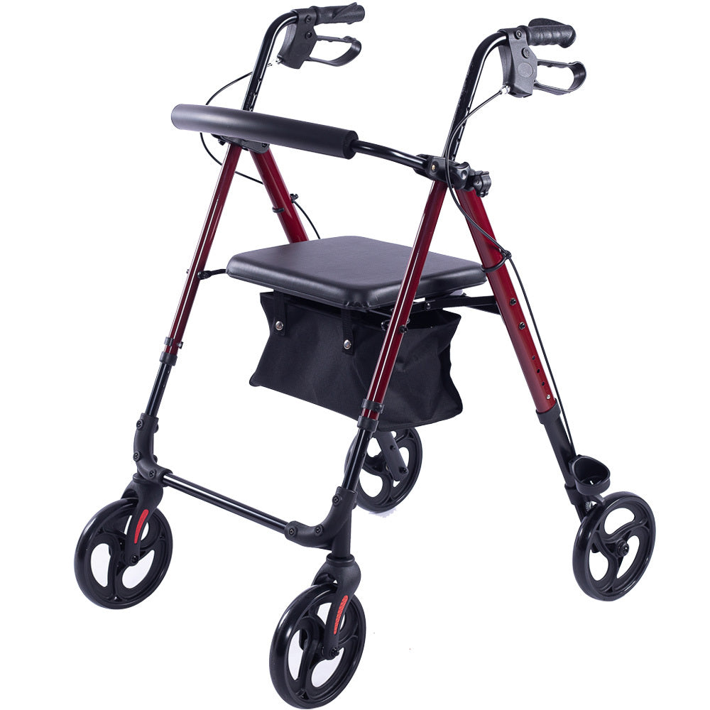 EQUIPMED Lightweight 4-Wheel Rollator Walker for Stability and Independent Living - Red