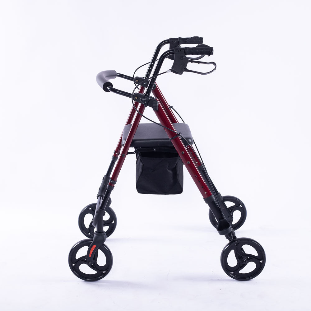EQUIPMED Lightweight 4-Wheel Rollator Walker for Stability and Independent Living - Red
