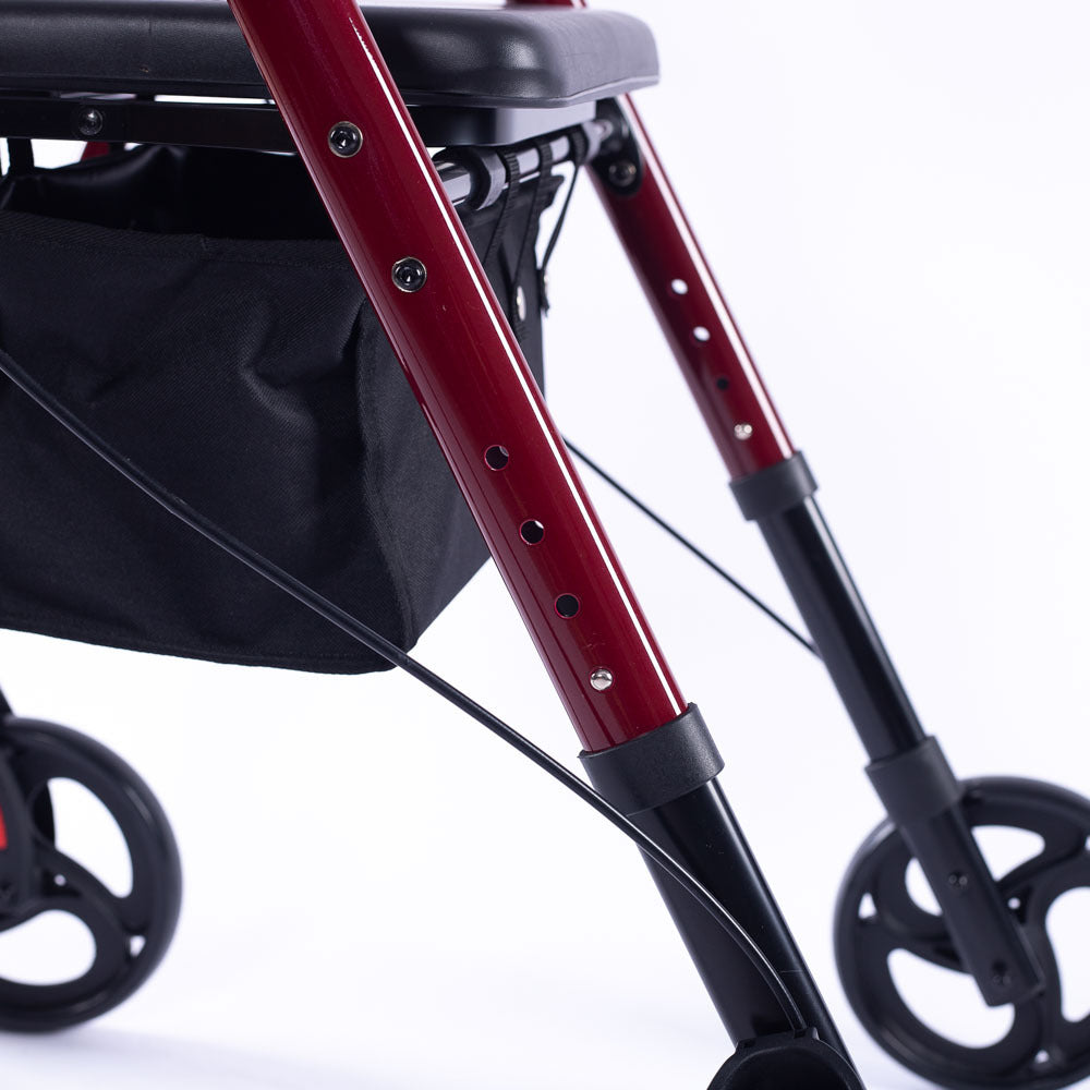 EQUIPMED Lightweight 4-Wheel Rollator Walker for Stability and Independent Living - Red