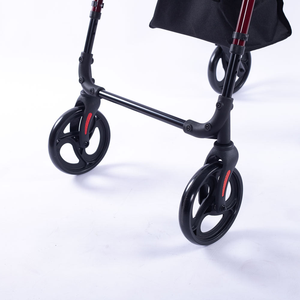 EQUIPMED Lightweight 4-Wheel Rollator Walker for Stability and Independent Living - Red