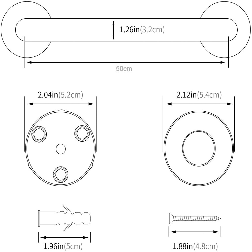 50cm Stainless Steel Safety Grab Bars for Shower & Toilet