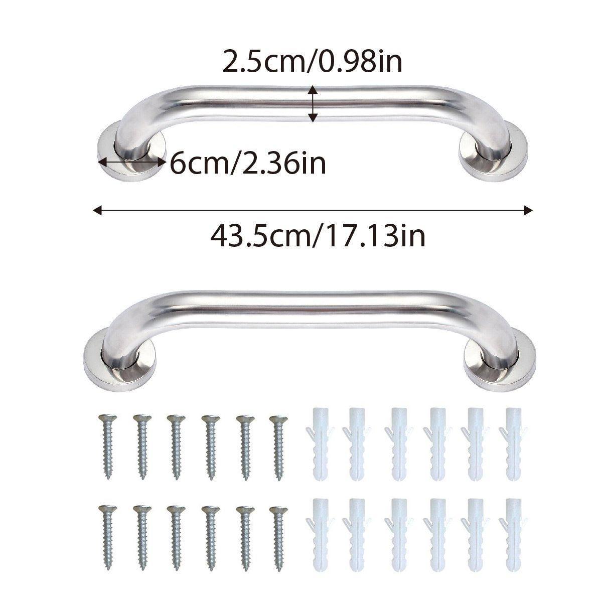 Set of 2 43cm Stainless Steel Grab Bars for Shower & Toilet