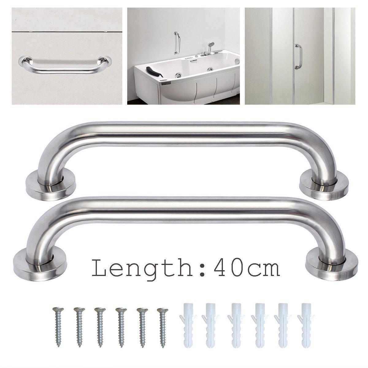 Set of 2 43cm Stainless Steel Grab Bars for Shower & Toilet